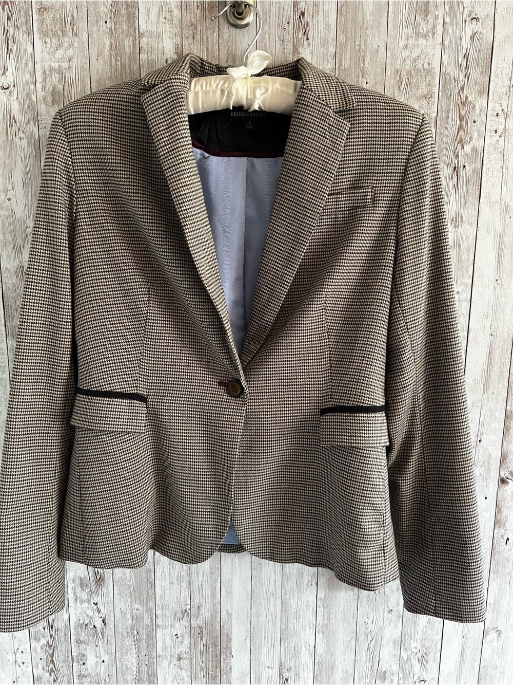 British Khaki Houndstooth Blazer Heritage English Country Small